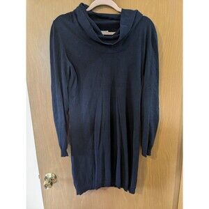 Massimo Dutti Medium/32 Cotton Silk Cowl Long Sleeve Dress With Elbow Patches